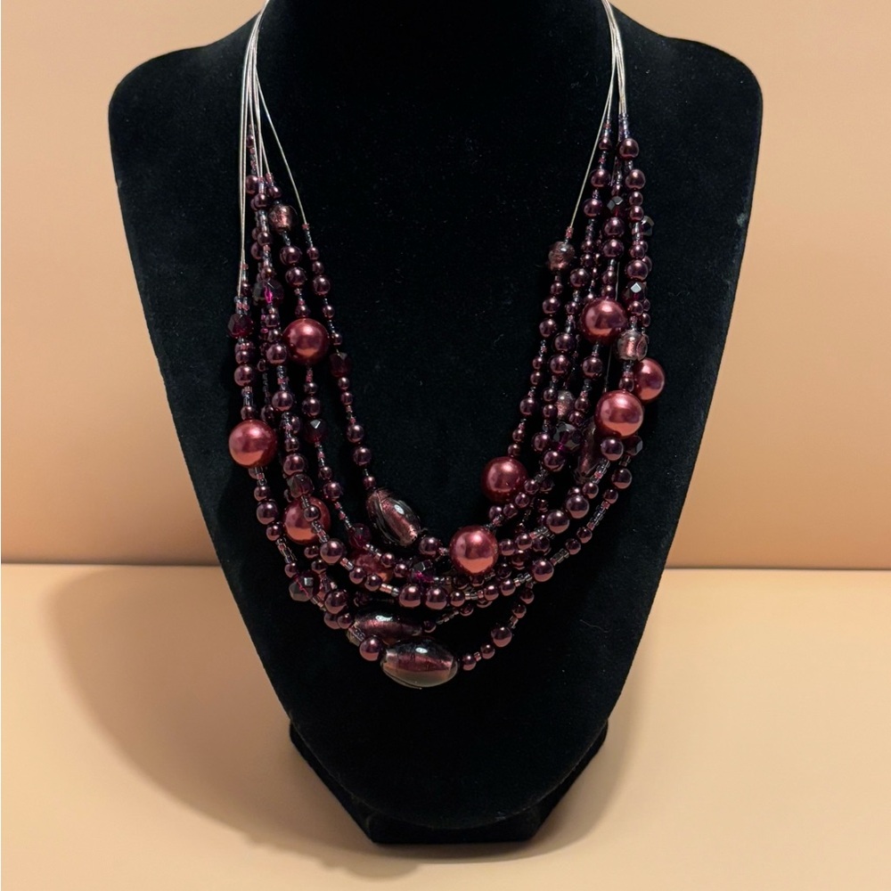 Coldwater Creek Bronze Tone Layered Beaded Necklace 18”+2”